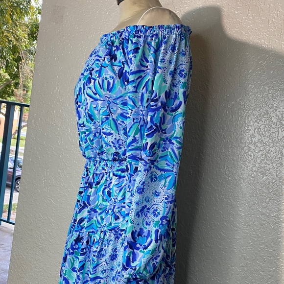 Lilly Pulitzer Blue and Green Off-Shoulder Dress - Picture 7 of 12